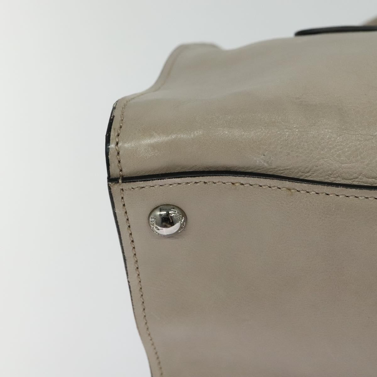 Prada PRADA Hand Bag Leather 2way Beige Silver Authentic am7940