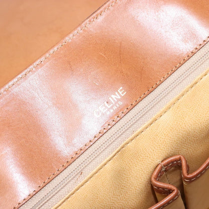 Celine CELINE Macadam Canvas Hand Bag PVC Leather Brown Gold Authentic bs28733