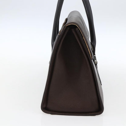 Burberry BURBERRY Hand Bag Leather Brown Silver Authentic BA10747