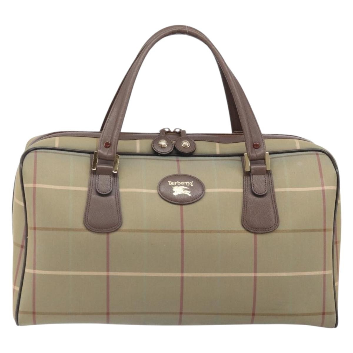 Burberrys Burberrys Nova Check Boston Bag Canvas Beige Gold Authentic ep13303