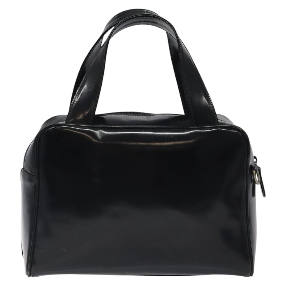 Gucci GUCCI Hand Bag Patent Leather Black Silver 000 1274 0505 Authentic ep8594