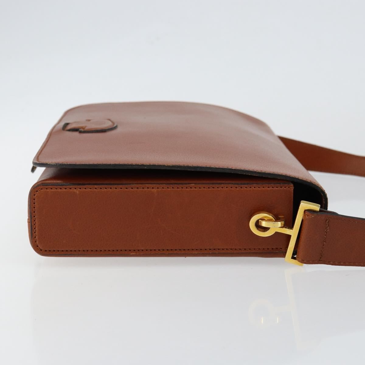 Dior Christian Dior Shoulder Bag Leather Brown Gold Authentic hk3117