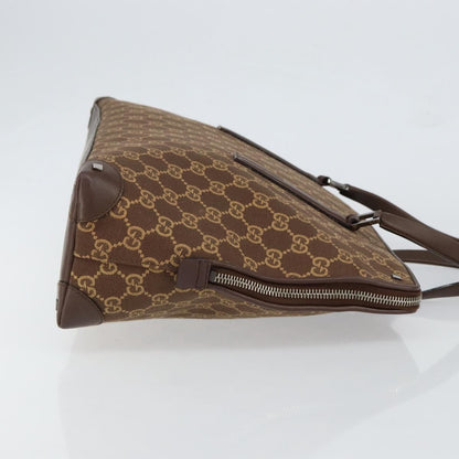 Gucci GUCCI GG Canvas Hand Bag Leather Brown Gold Authentic 149459