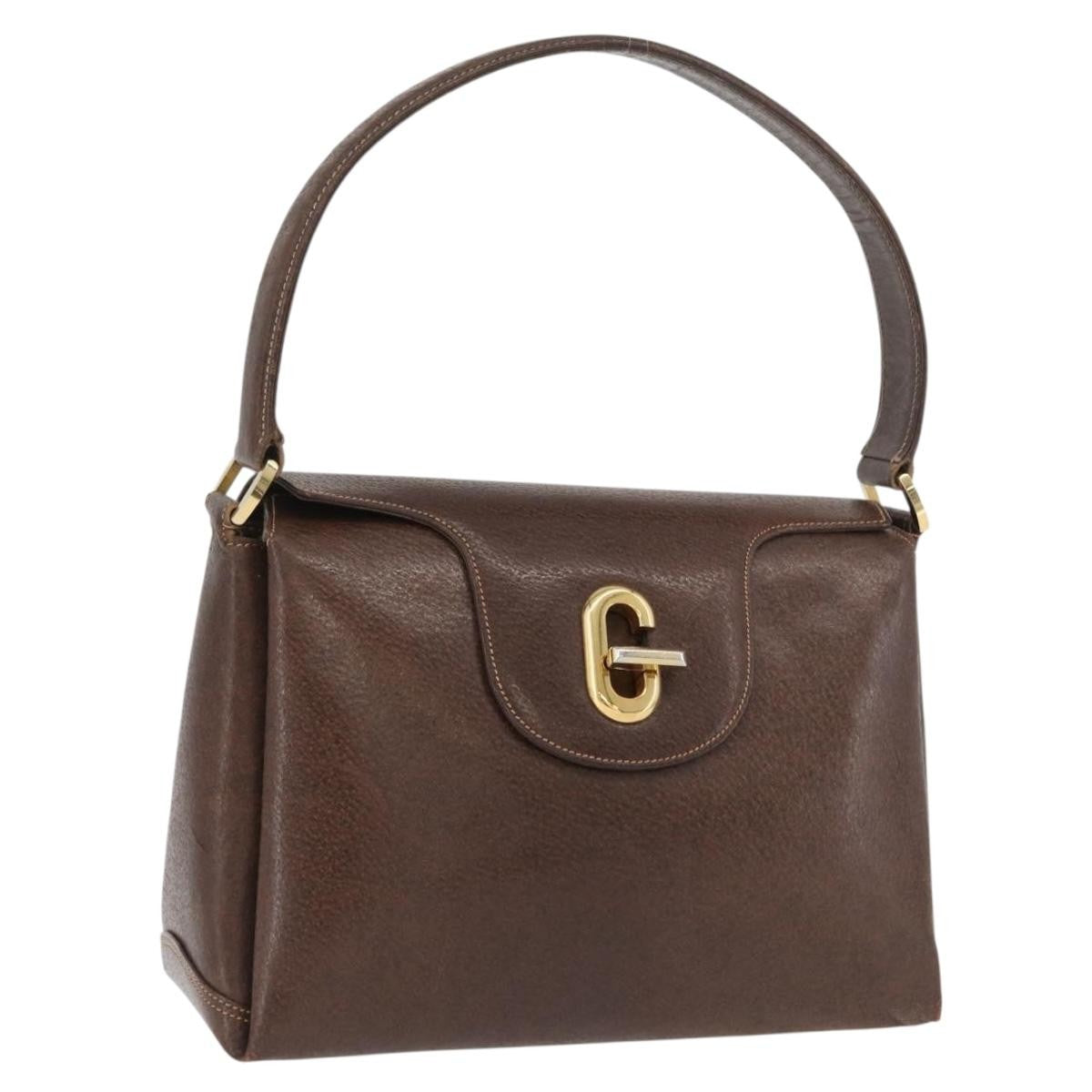 Gucci GUCCI Shoulder Bag Leather Brown Gold Authentic BAZ570