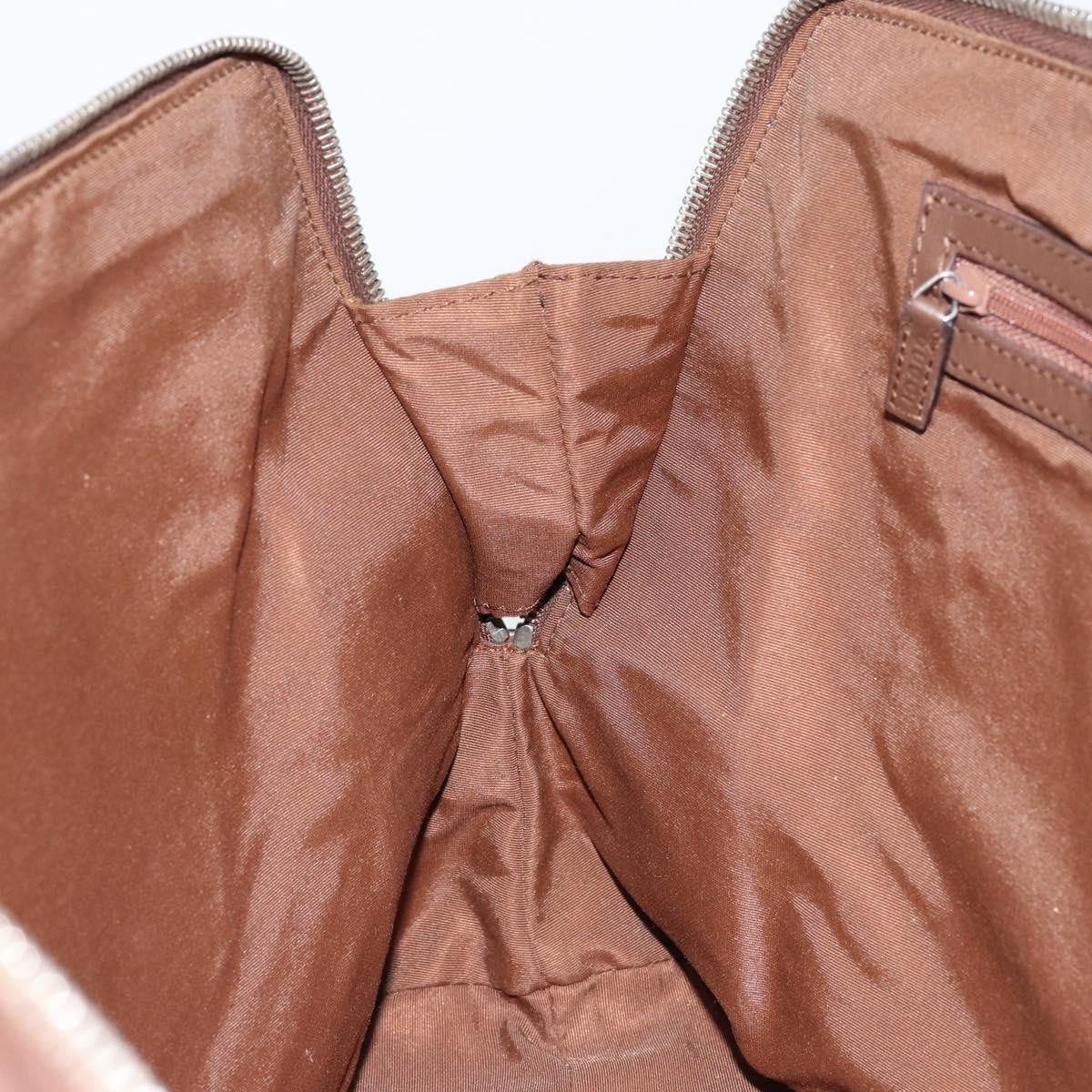 Gucci GUCCI GG Canvas Hand Bag Leather Brown Gold Authentic 149459