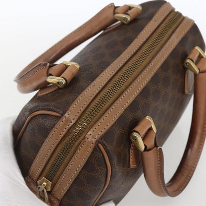 Celine CELINE Macadam Canvas Mini Hand Bag PVC Leather Brown Gold Authentic mr1952