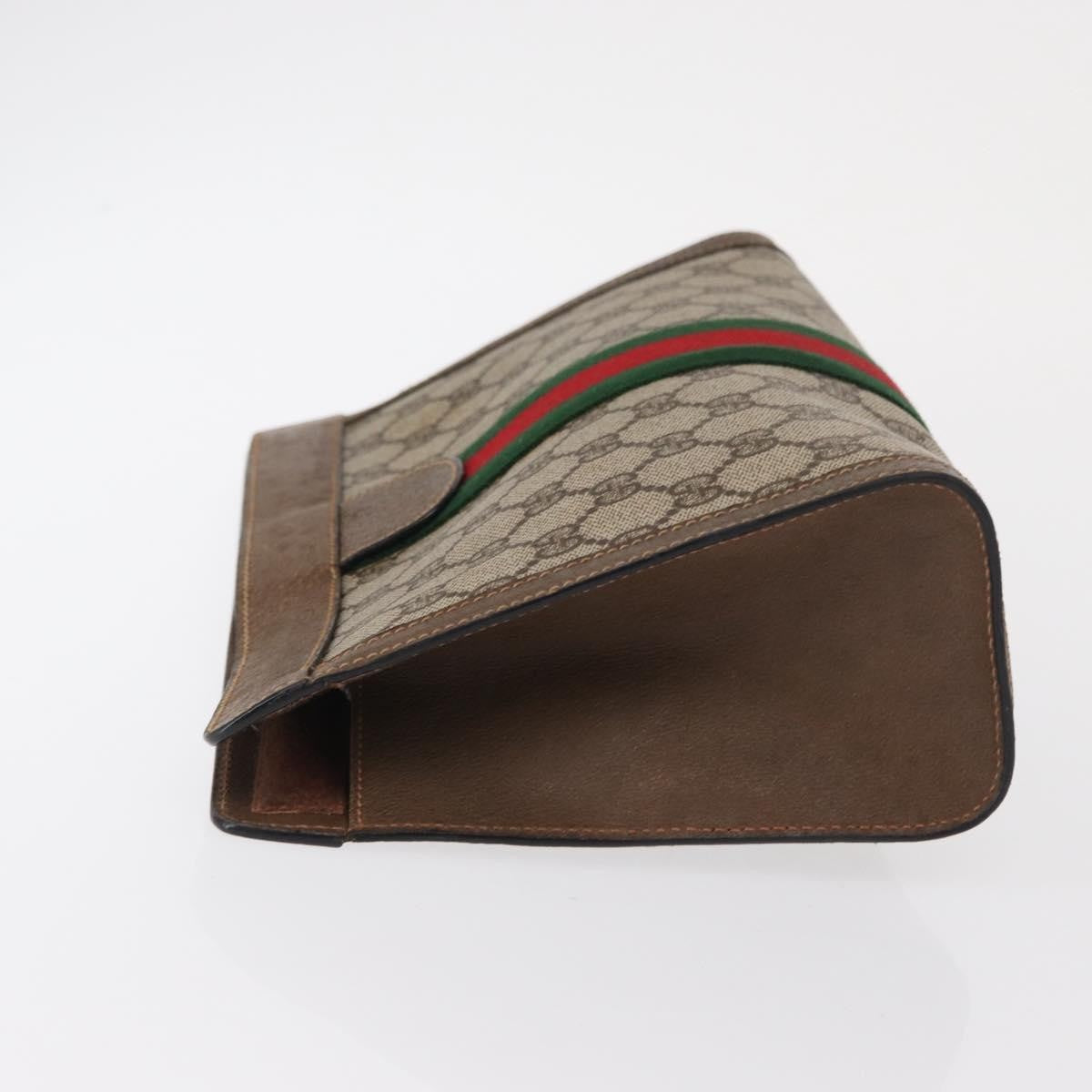 Gucci GUCCI GG Supreme Web Sherry Line Clutch Bag PVC Beige 89 01 002 Authentic BA9822