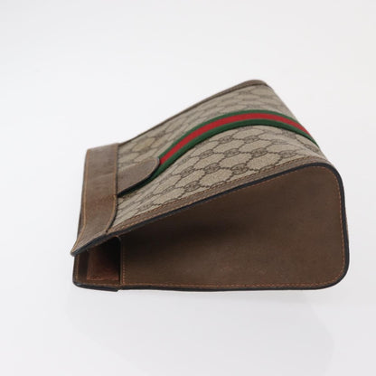 Gucci GUCCI GG Supreme Web Sherry Line Clutch Bag PVC Beige 89 01 002 Authentic BA9822