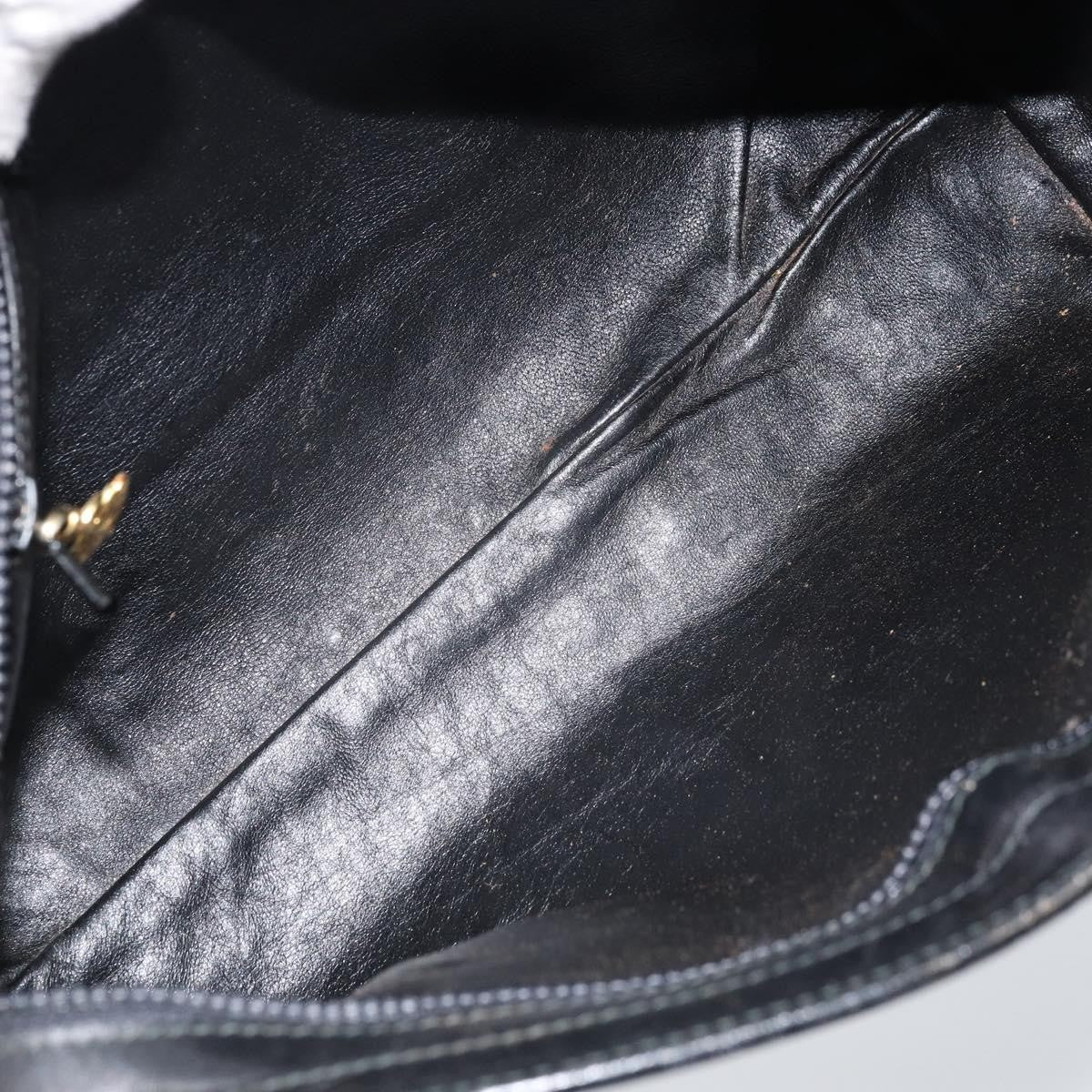 Gucci GUCCI Hand Bag Leather Black Gold Authentic BSZ350