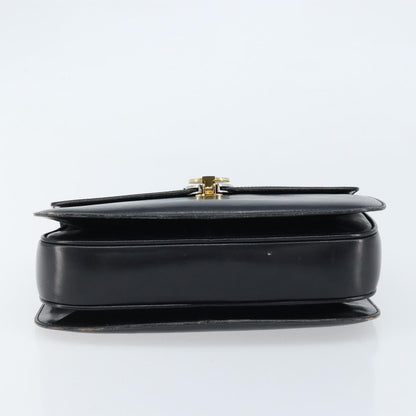 Gucci GUCCI Hand Bag Leather Black Gold Authentic ka2600