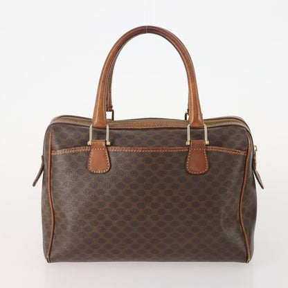 Celine CELINE Macadam Canvas Hand Bag PVC Leather 2 Set Brown Navy Authentic bs34088