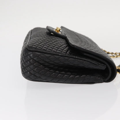 BALLY BALLY Chain Shoulder Bag Leather Black Gold Authentic 157788