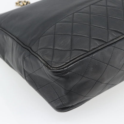 Chanel CHANEL Matelasse Chain Tote Bag Leather Black Gold CC Authentic BA13071