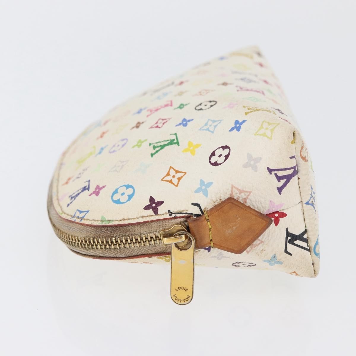 Louis Vuitton LOUIS VUITTON Multicolor Pochette Cosmetic PM Pouch White M47354 LV Authentic LNZ961 Bag