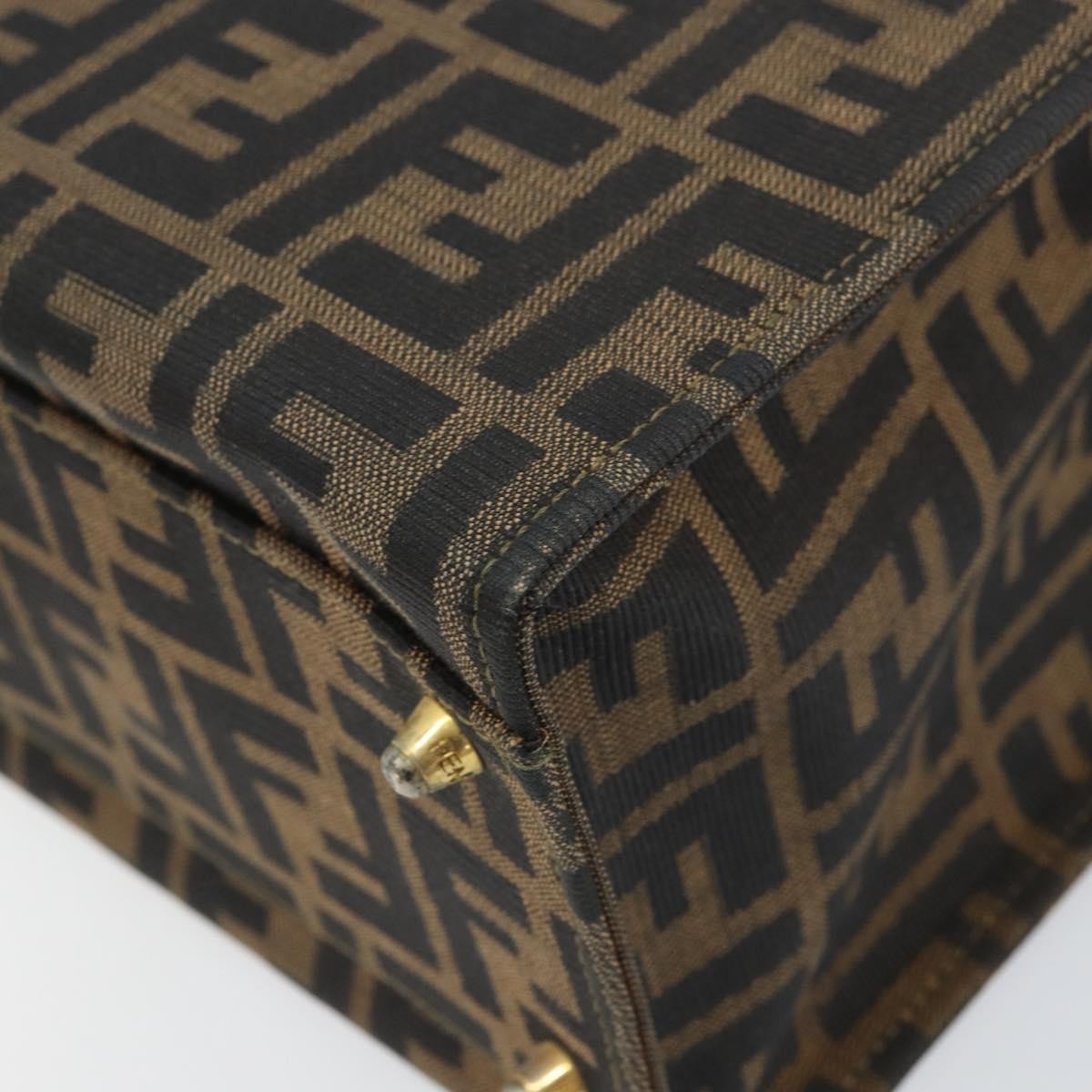 Fendi FENDI Zucca Canvas Vanity Hand Bag Black Brown Authentic 169044