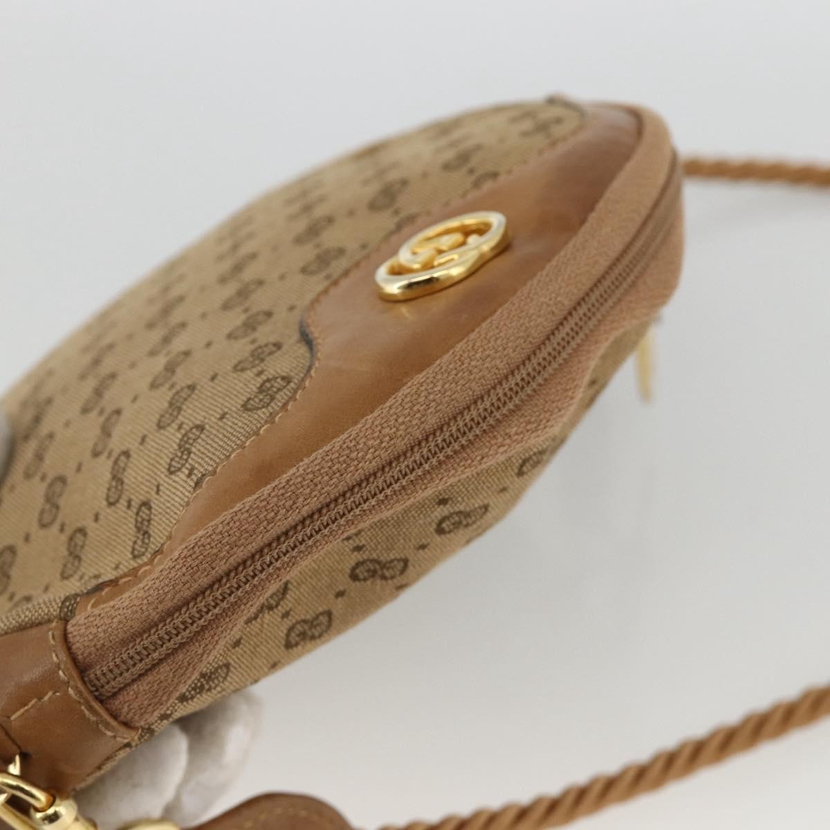 Gucci GUCCI Micro GG Canvas Shoulder Bag Beige Gold Authentic ka3074
