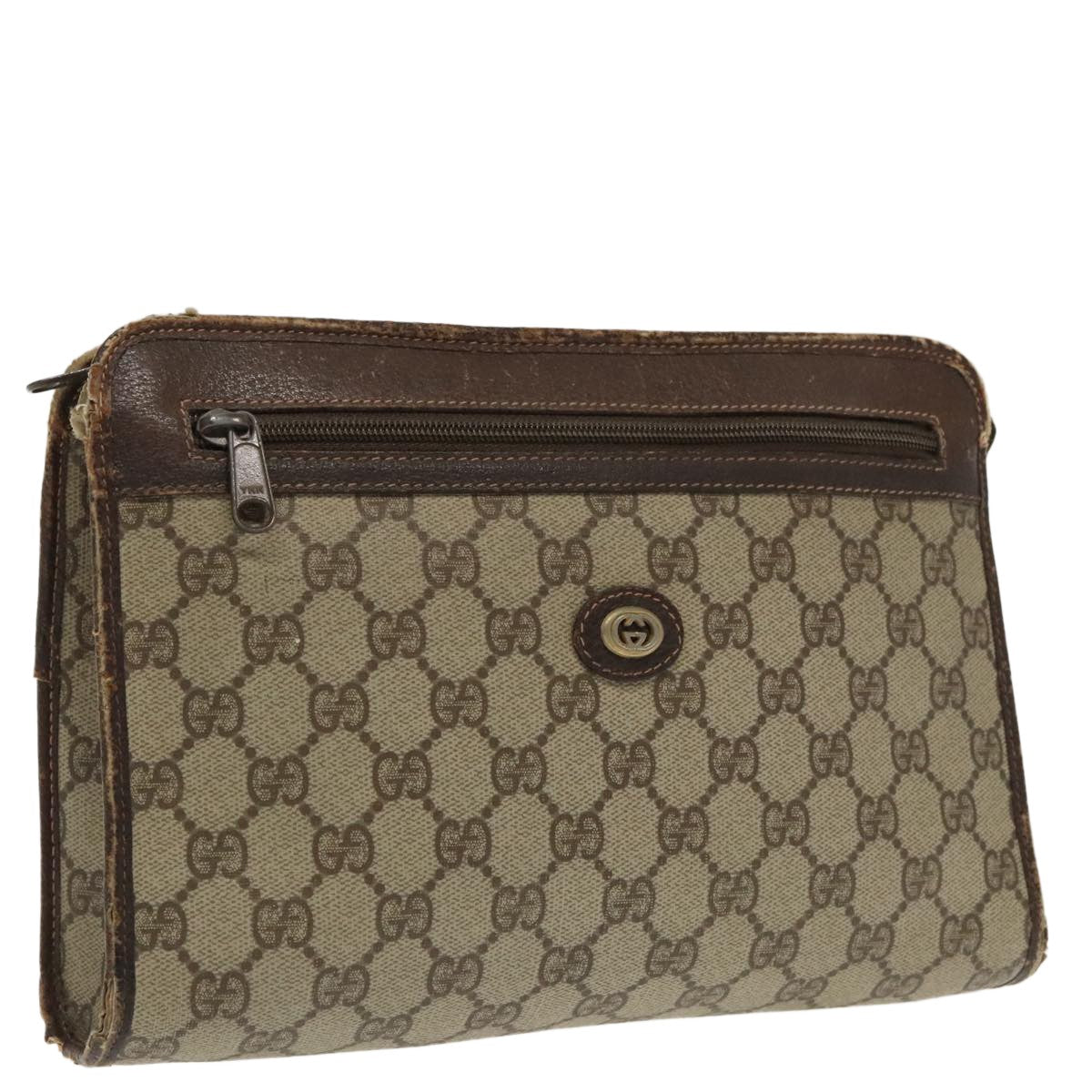 Gucci GUCCI GG Supreme Clutch Bag PVC Beige 97 01 037 Authentic 95525