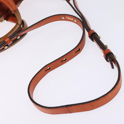 Chloé Chloé Chloe Etel Hand Bag Leather 2way Orange Gold Authentic am9029