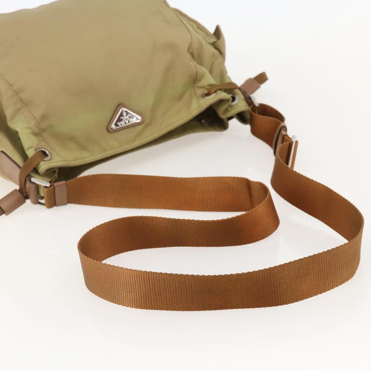 Prada PRADA Shoulder Bag Nylon Khaki Silver Authentic 175738