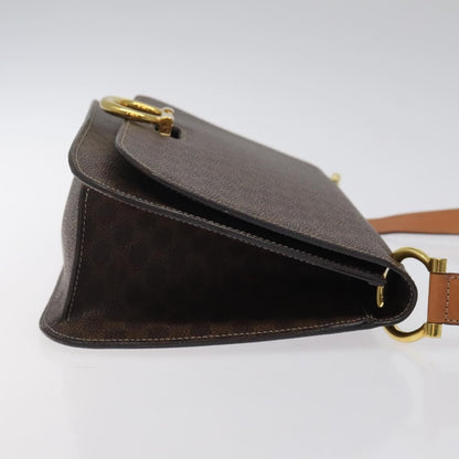 Celine CELINE Macadam Canvas Shoulder Bag PVC Leather Brown Gold Authentic 122137