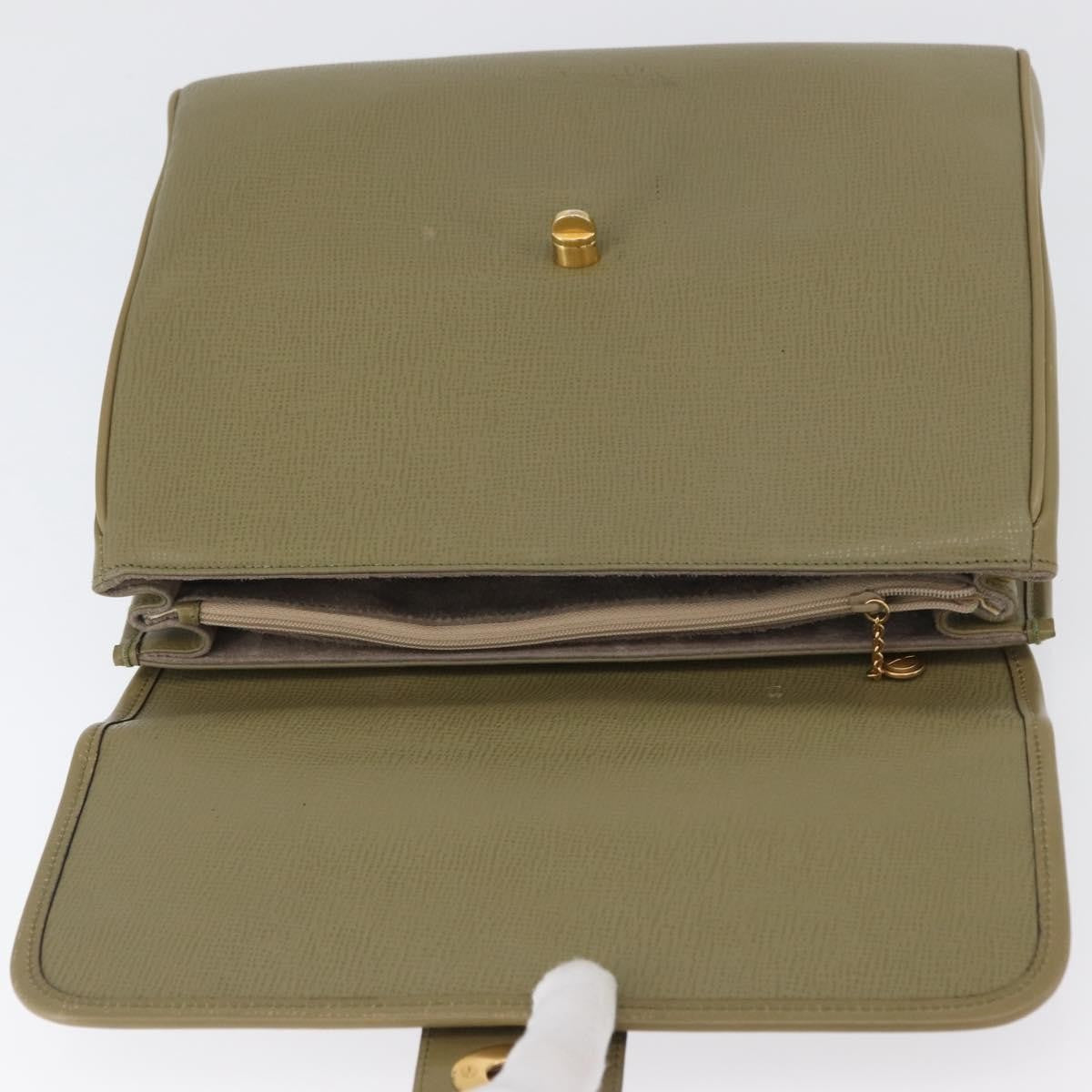 Gucci GUCCI Hand Bag Leather Green Gold Authentic YKZ715