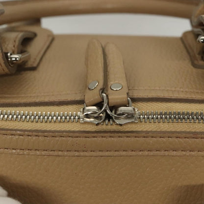 Burberry BURBERRY Hand Bag Leather Beige Silver Authentic ep9861