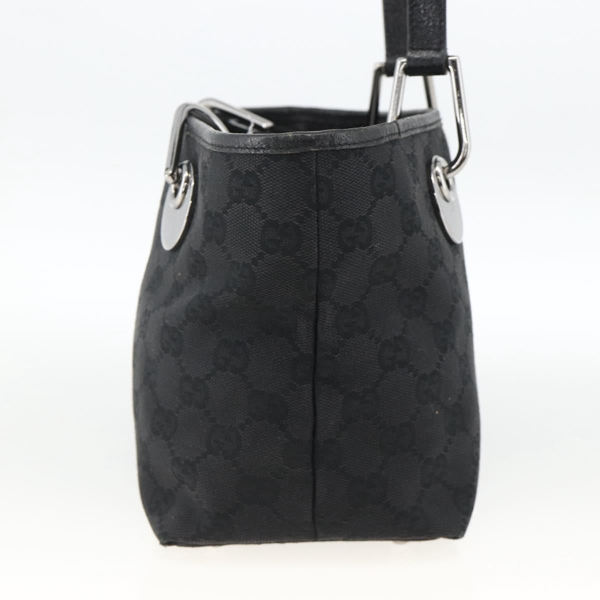 Gucci GUCCI GG Canvas Hand Bag Black Silver 120844 Authentic BA11644