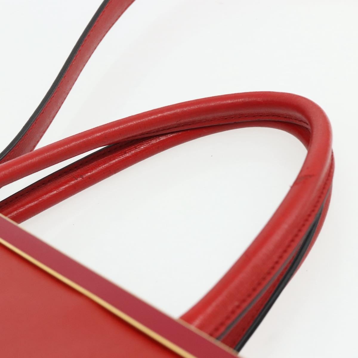 Fendi FENDI 2 JOURS Medium Hand Bag Leather 2way Red Gold Authentic 176097A