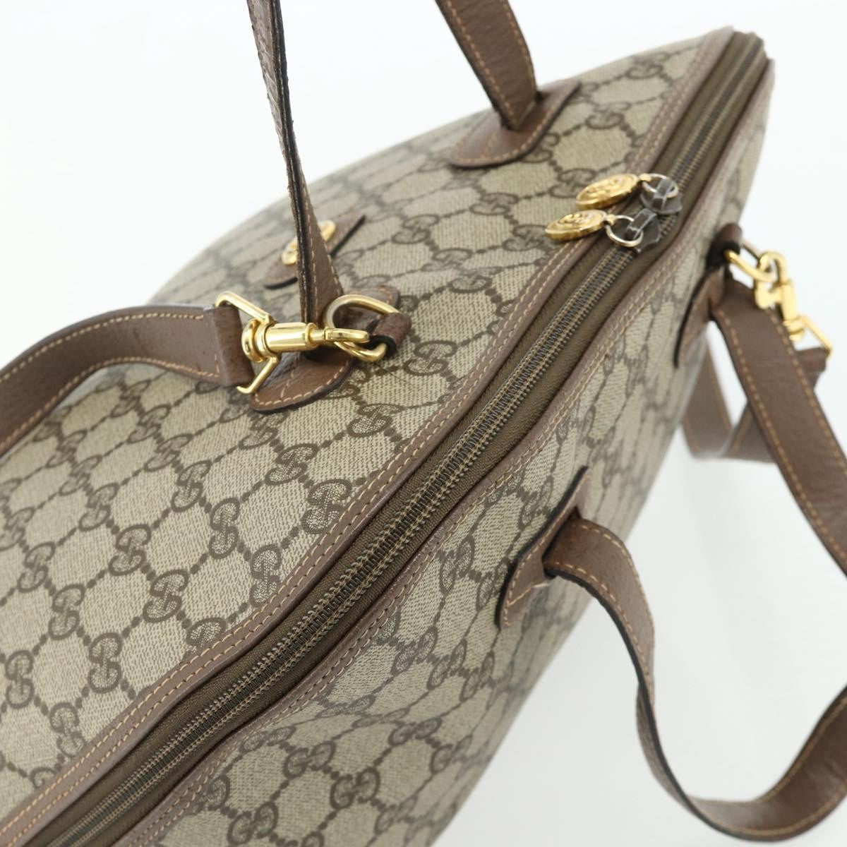 Gucci GUCCI GG Supreme Hand Bag PVC 2way Beige Gold Authentic 179199