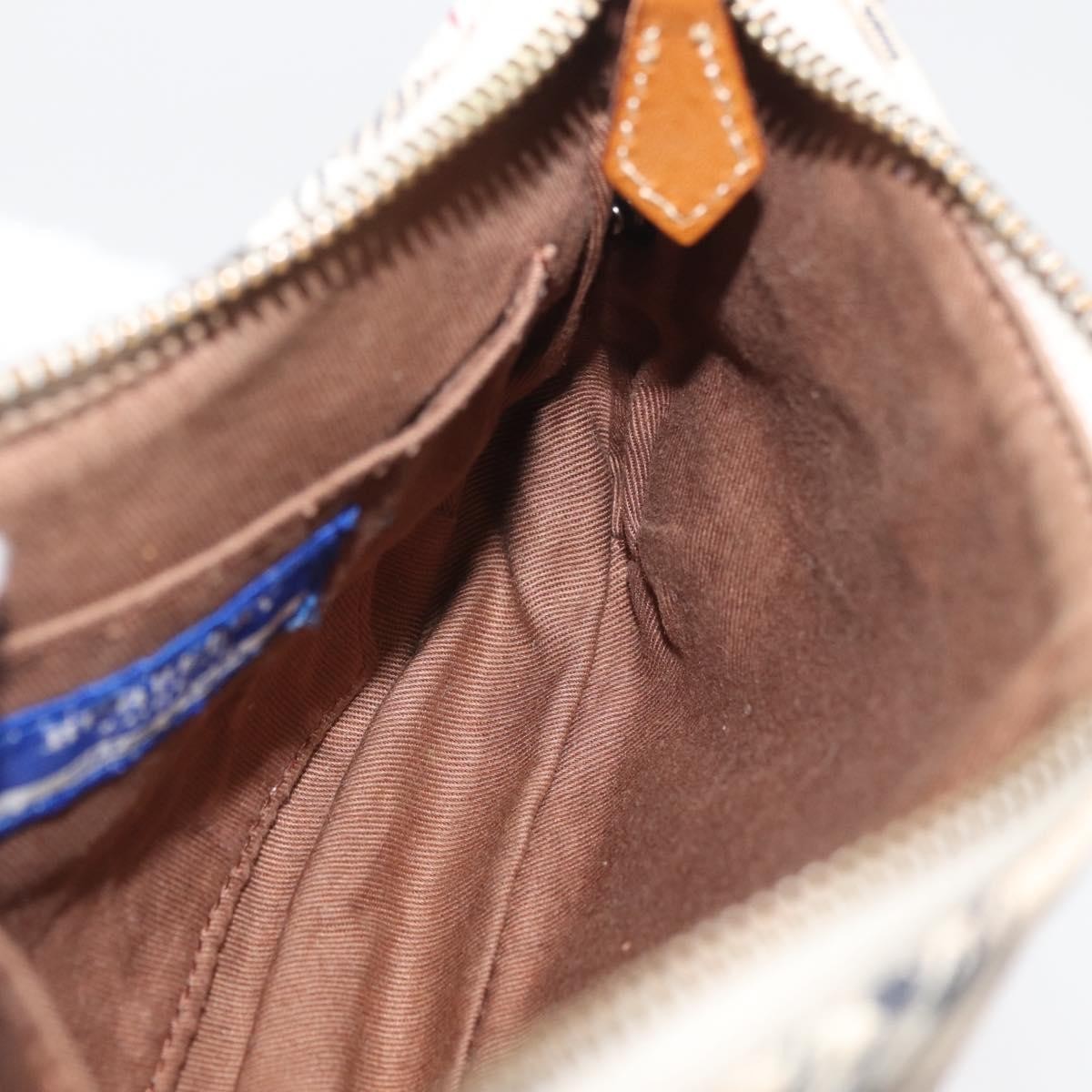 Burberry BURBERRY Nova Check Blue Label Shoulder Bag Canvas Beige Silver Authentic 179380A