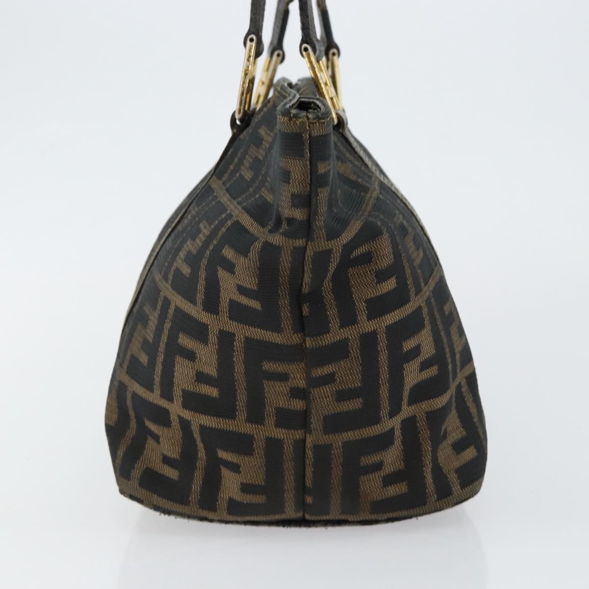Fendi FENDI Zucca Canvas Hand Bag Brown Black gold Authentic 146809