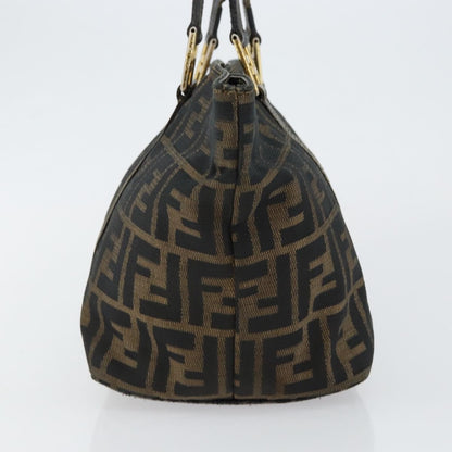 Fendi FENDI Zucca Canvas Hand Bag Brown Black gold Authentic 146809