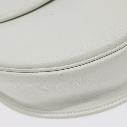 Dior Christian Dior Shoulder Bag Leather White Gold Authentic BA1797