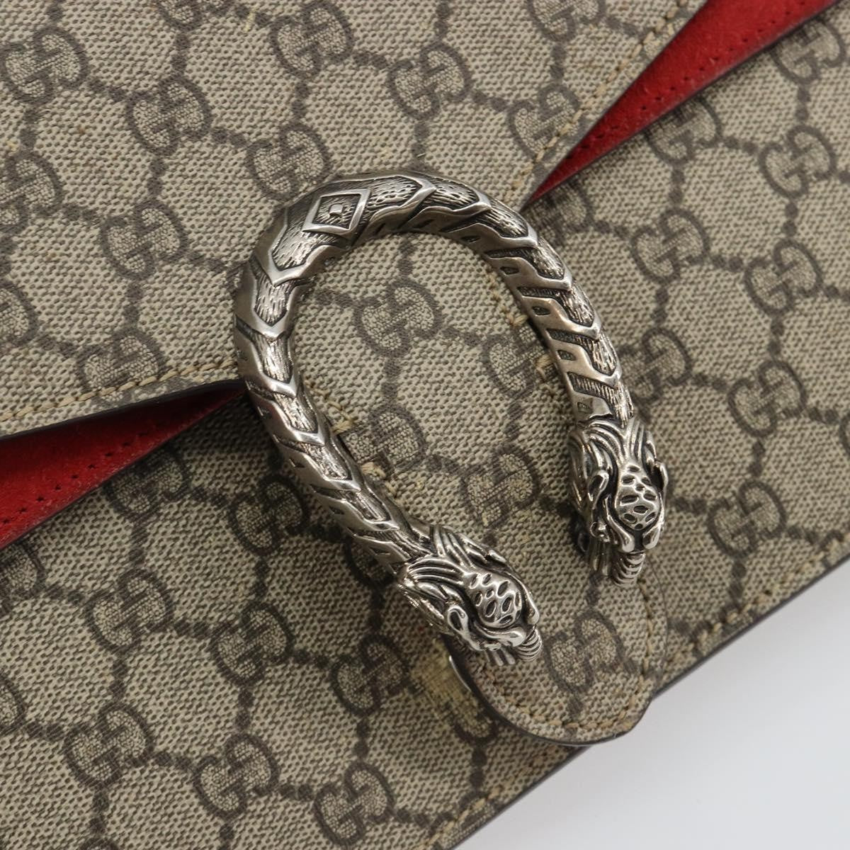 Gucci GUCCI GG Supreme Dionysus Chain Shoulder Bag PVC Beige Silver 400249 Authentic 165253
