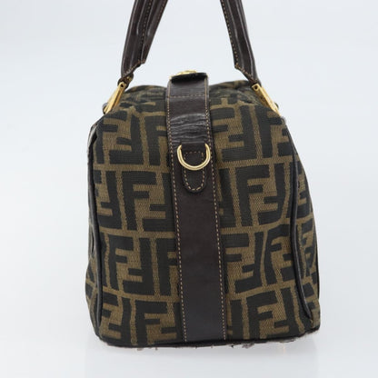 Fendi FENDI Zucca Canvas Hand Bag Black Brown gold Authentic 155701