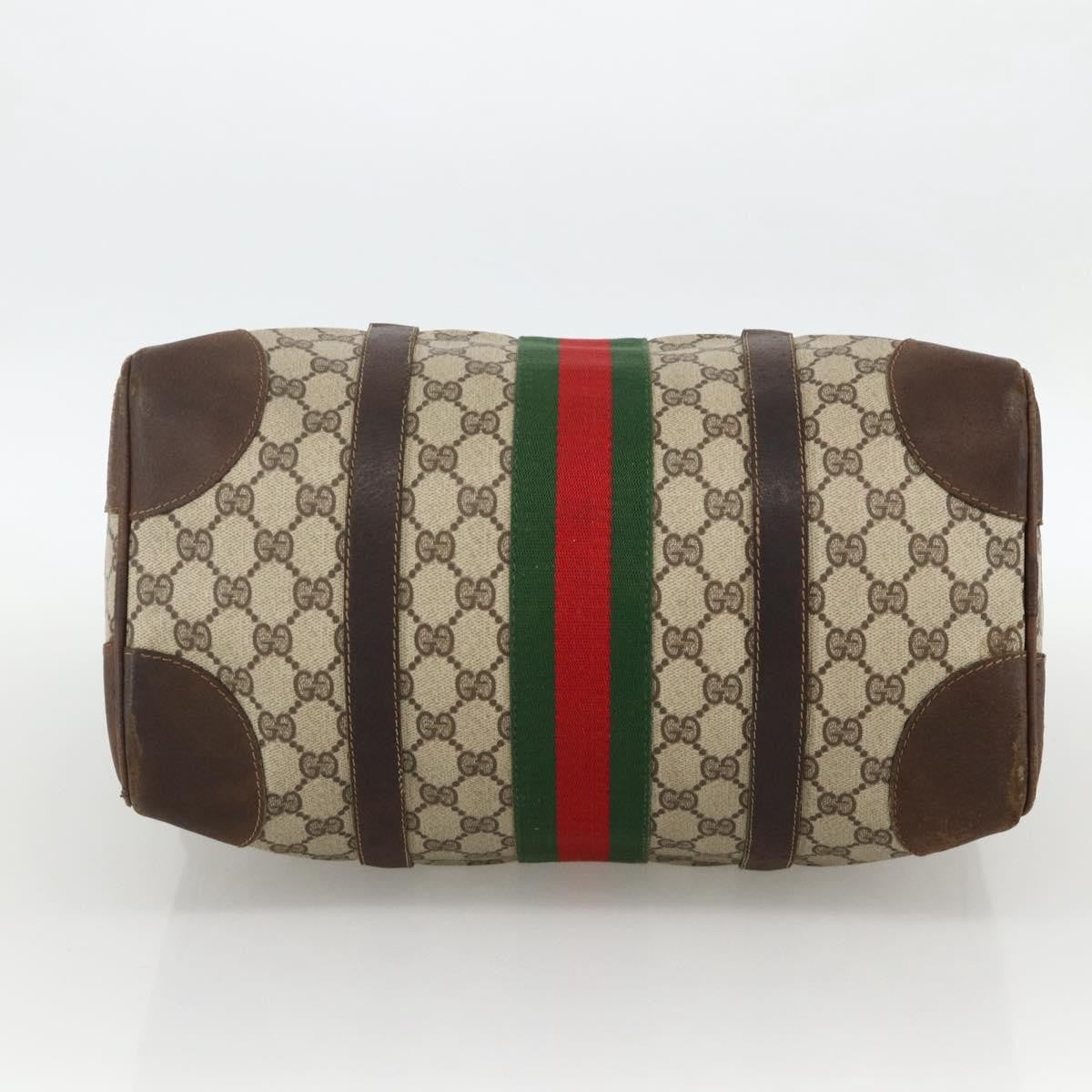 Gucci GUCCI GG Supreme Web Sherry Line Hand Bag PVC Beige Gold Authentic BAZ031