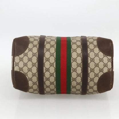 Gucci GUCCI GG Supreme Web Sherry Line Hand Bag PVC Beige Gold Authentic BAZ031