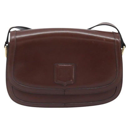 Celine CELINE Shoulder Bag Leather Brown Gold Authentic YKZ128