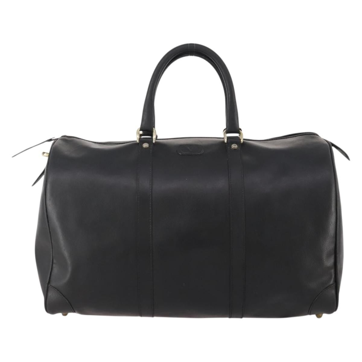 Valentino VALENTINO Boston Bag Leather Black Gold Authentic bs35030A