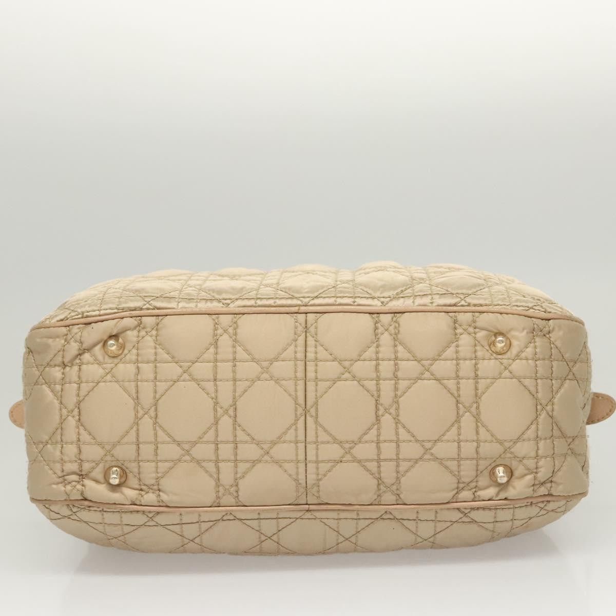 Dior Christian Dior Canage Hand Bag Nylon Beige Gold Authentic mr1376