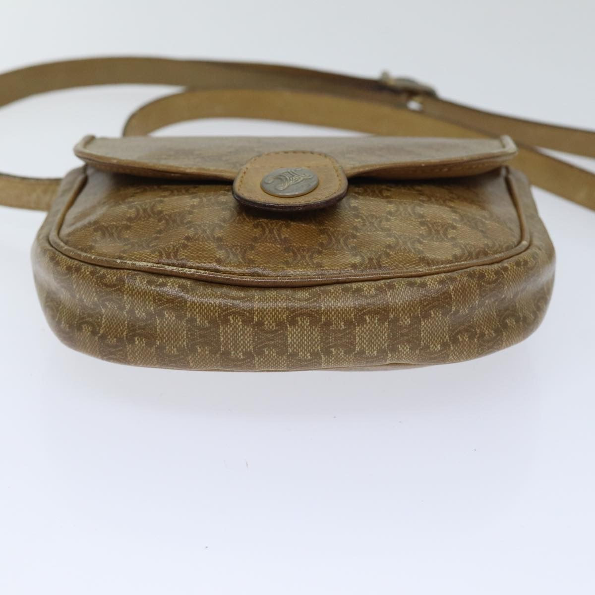 Celine CELINE Macadam Canvas Shoulder Bag PVC Beige Authentic bs18108