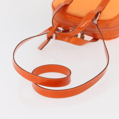 Gucci GUCCI Bamboo Hand Bag Patent leather 2way Orange Silver Authentic 162597