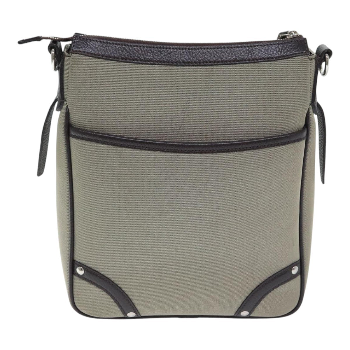 Burberry BURBERRY Nova Check Shoulder Bag Nylon Leather Gray Beige Silver Authentic 92799