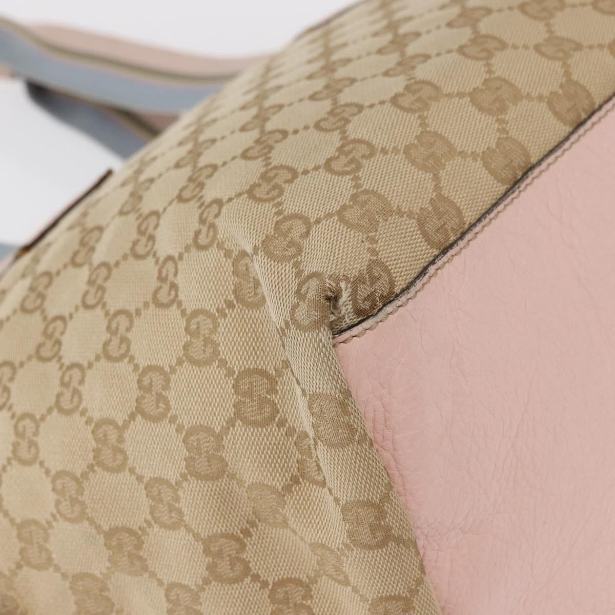 Gucci GUCCI GG Canvas Sherry Line Tote Bag Beige Pink 131230 Authentic 152017