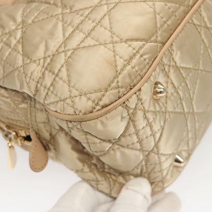 Dior Christian Dior Canage Hand Bag Nylon Beige Gold Authentic mr1376