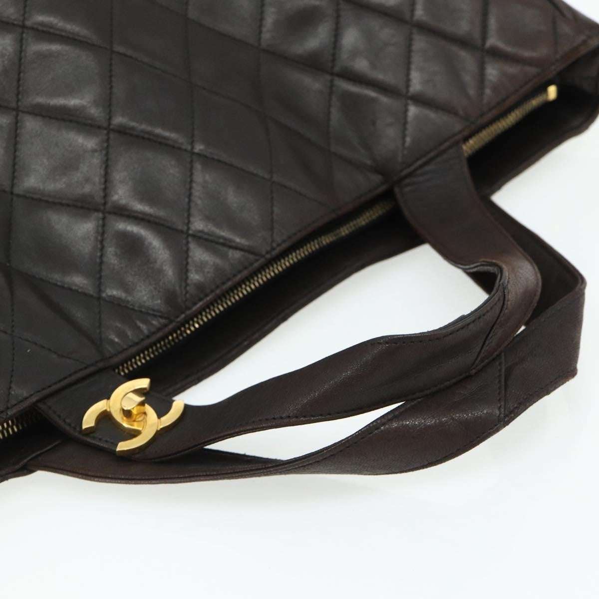 Chanel CHANEL Matelasse Tote Bag Leather Brown Gold CC Authentic bs28459