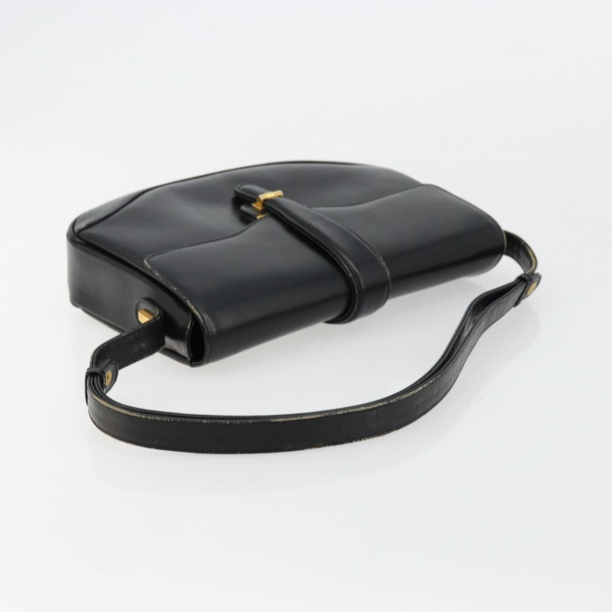 Gucci GUCCI Shoulder Bag Leather Black Gold Authentic 177992