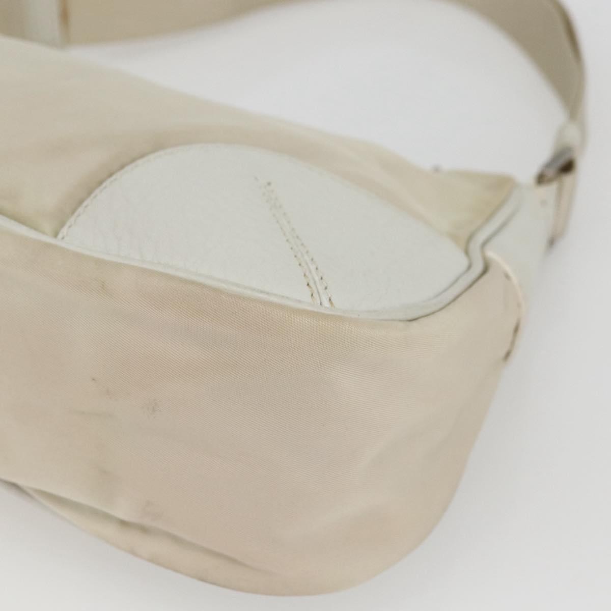 Prada PRADA Shoulder Bag Nylon Leather Ivory Silver Authentic 163087
