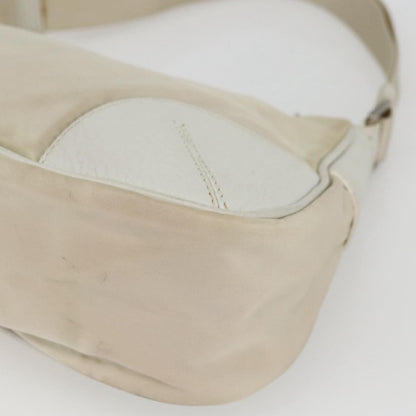 Prada PRADA Shoulder Bag Nylon Leather Ivory Silver Authentic 163087