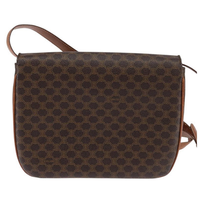 Celine CELINE Macadam Canvas Shoulder Bag PVC Leather Brown Gold Authentic 128916